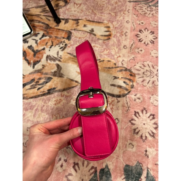 Y2K Hot Pink Barrel Mini Shoulder Bag with Oversized Silver Buckle Detail - Picture 5 of 8